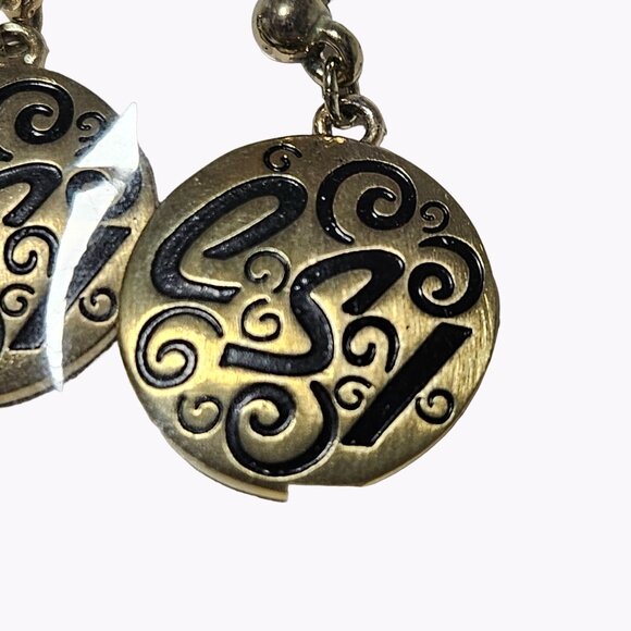 Round Gold Tone CSI Drop Dangle Earrings Post Back Pierced Ears Costume Jewelry - Picture 2 of 4